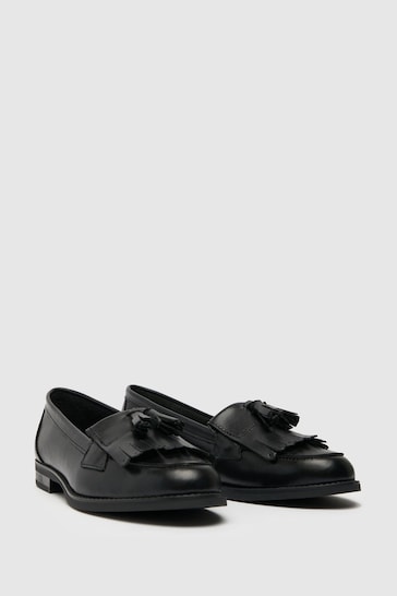 Schuh Wide Fit Compass Tassel Black Loafers