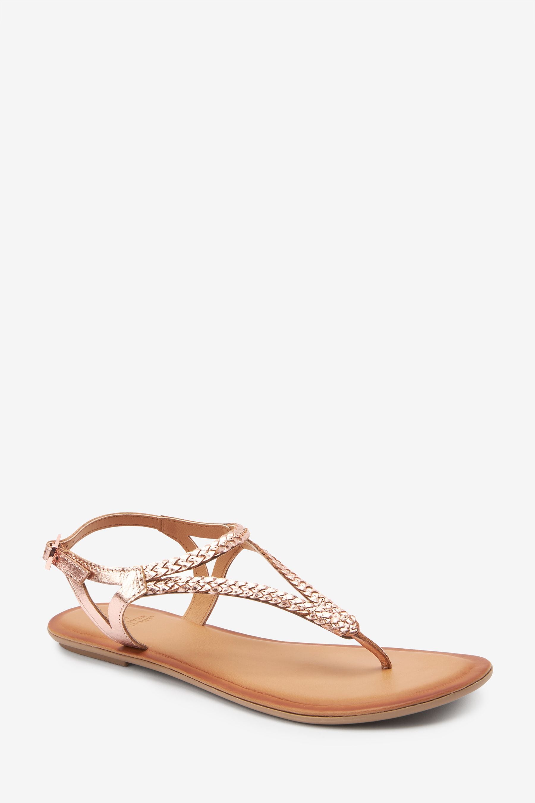 Buy Rose Gold Regular Wide Fit Forever Comfort Leather Plait Toe