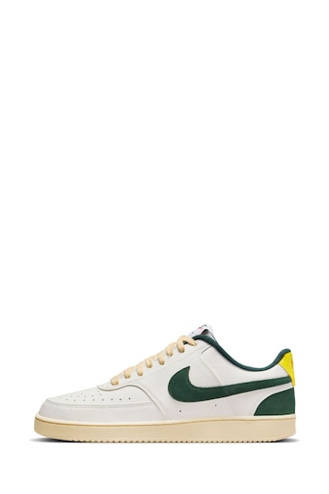 Nike White/Green Court Vision Low Trainers
