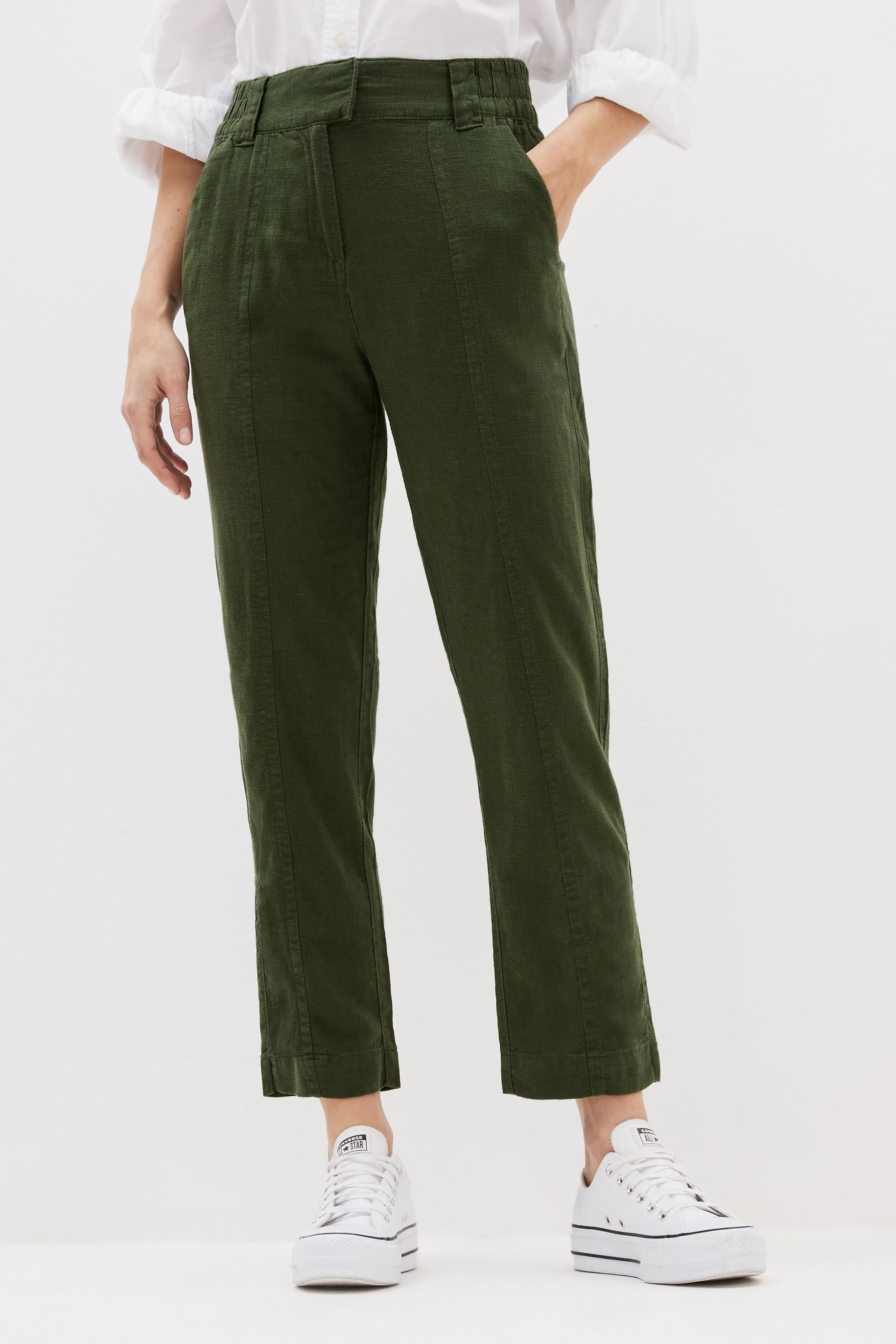 Buy Linen Blend Taper Trousers from Next Ireland