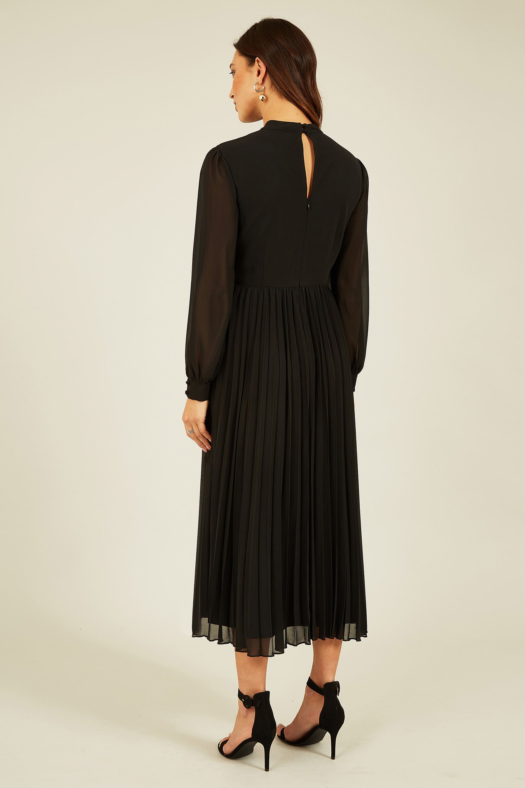 Pleated embroidered midi dress store