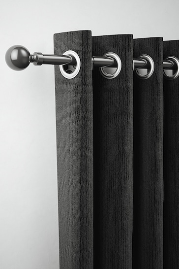 Gun Metal Klick Fit Ball Finial Extendable Curtain Pole Kit 28mm