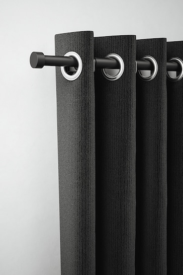 Black Klick Fit Stud Finial Extendable 28mm Curtain Pole Kit