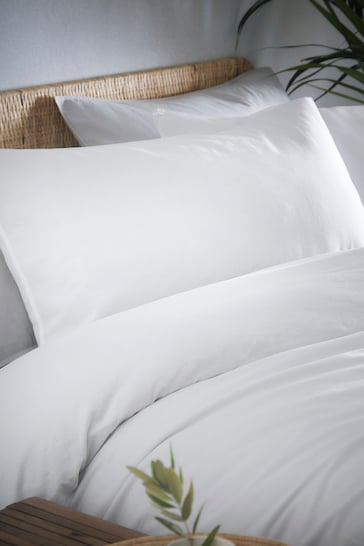 Appletree White Cassia Washed Cotton Duvet Cover and Pillowcase Set