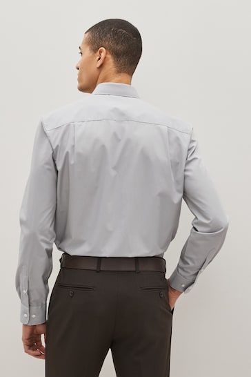 Grey Regular Fit Easy Care Single Cuff Shirt