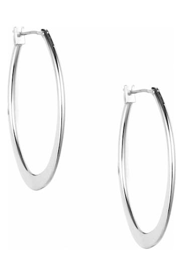 Anne Klein Jewellery Ladies Silver Tone Oval Hoops Basic AK Earrings