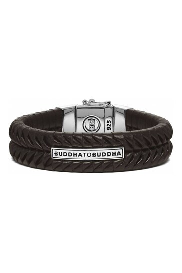 Buddha To Buddha Gents Silver Toned Komang Leather, Beads And Cords Bracelet
