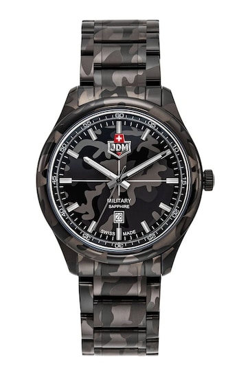 JDM Military Gents Black Alpha Mission Camo Bracelet and Dial Watch