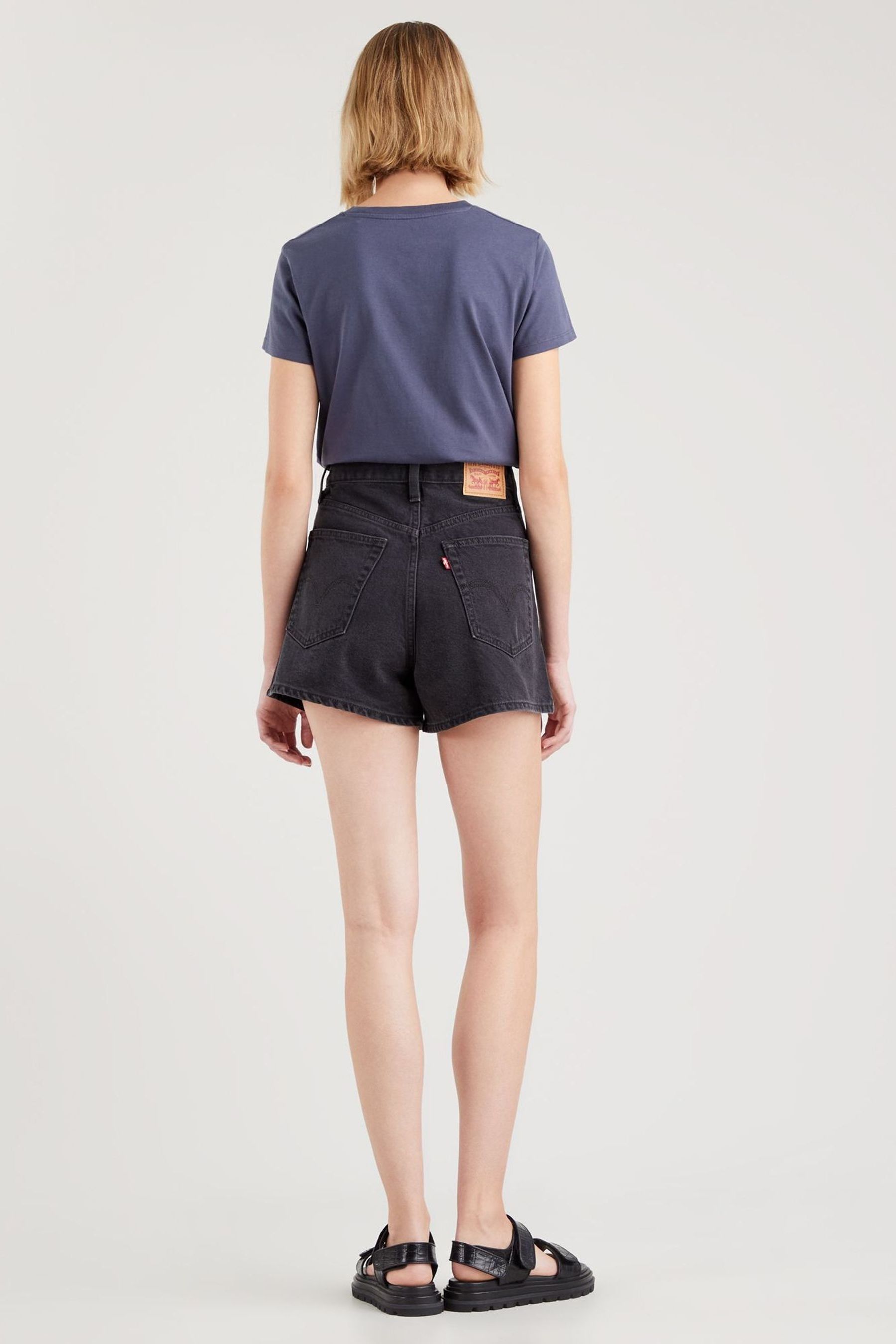 Black high waisted mom shorts best sale
