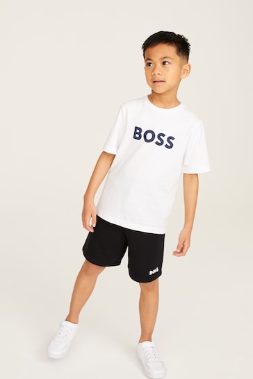 BOSS White Short Sleeved Logo T-Shirt