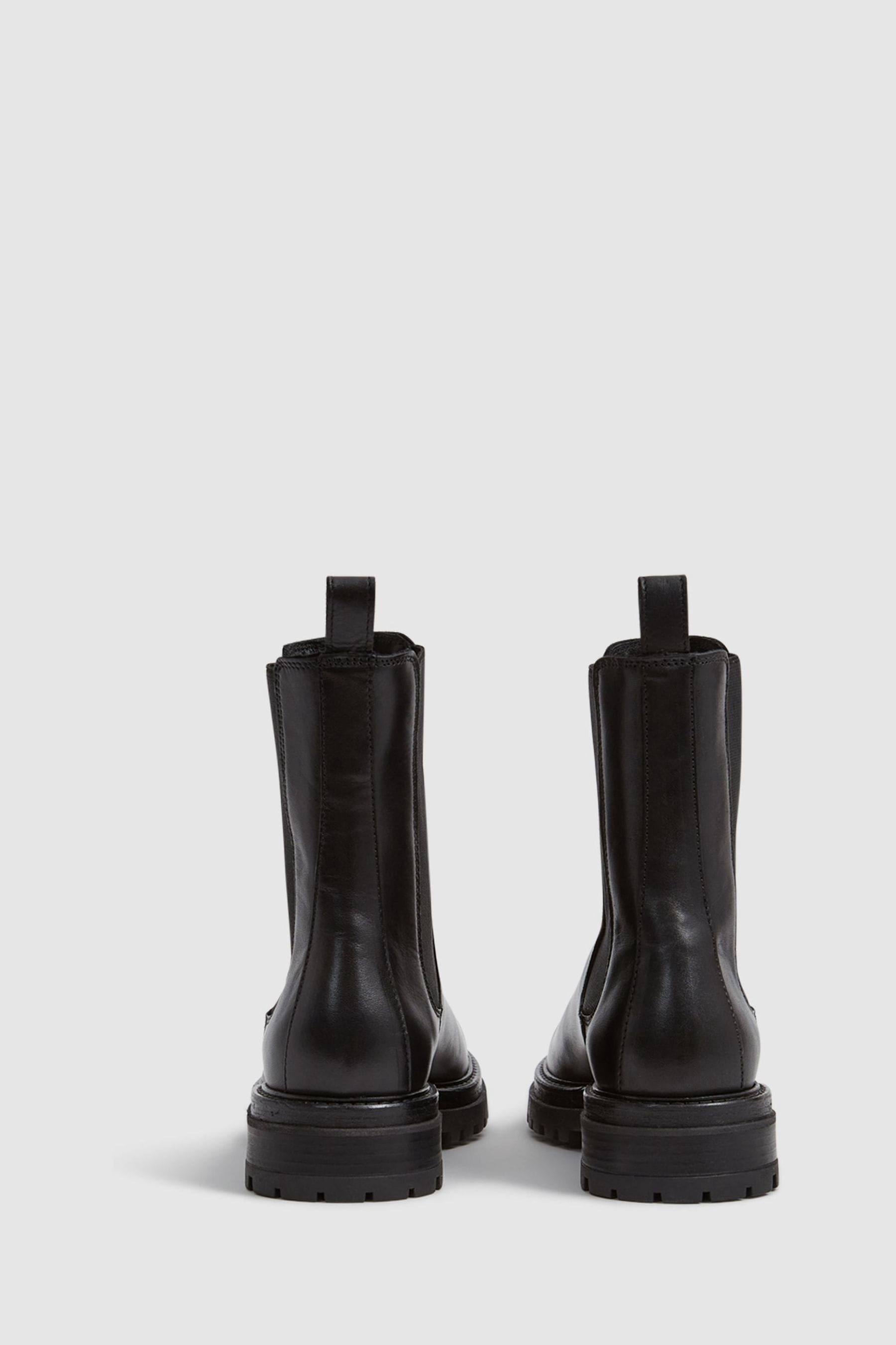 Buy Reiss Black Thea Boots Leather Pull On Chelsea Boots from the