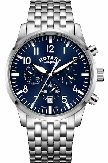 Rotary Gents Silver Tone Gb Pilot A Watch