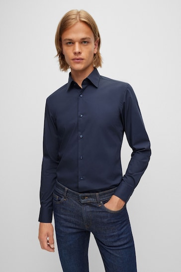 BOSS Dark Blue Slim Fit Shirt