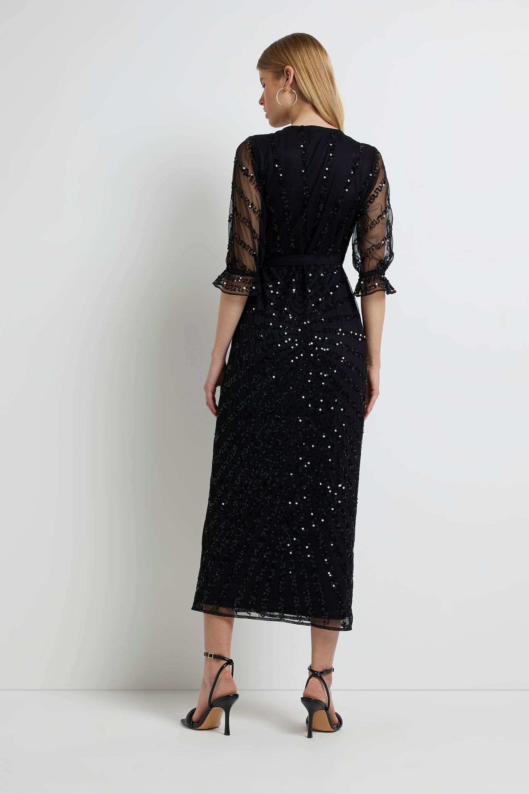 Black wrap dress river island online