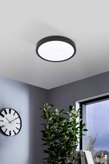 Eglo Black Fueva Smart Bathroom Ceiling Light