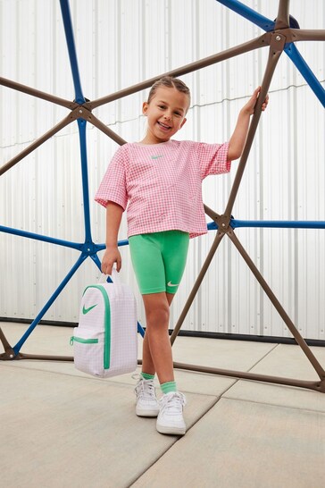 Nike Varsity Pink/Green Little Kids Gingham T-Shirt and Shorts Set
