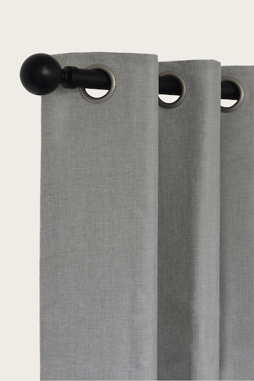 Laura Ashley Black 28mm Eyelet Pole Kit with Ball Finial Curtain Pole