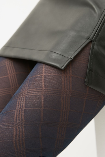 Navy Check Pattern Tights 1 Pack