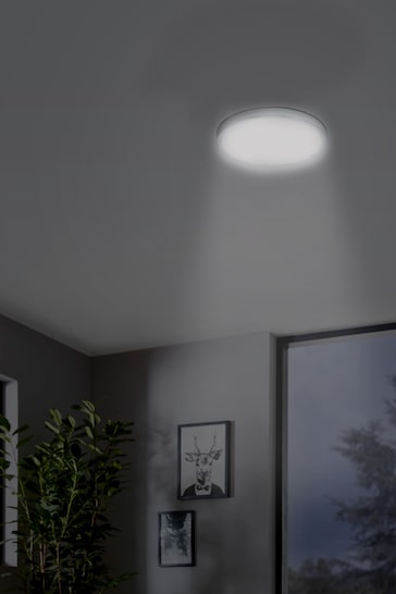 Eglo Silver Fueva Smart Bathroom Ceiling Light
