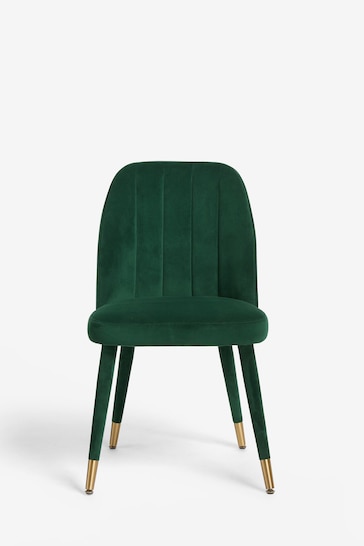 Set of 2 Soft Velvet Emerald Green Harper Upholstered Leg Dining Chairs