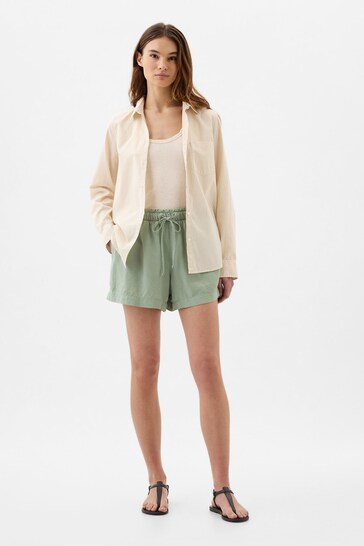 Gap Green Linen Blend Pull On Shorts