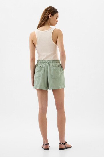 Gap Green Linen Blend Pull On Shorts