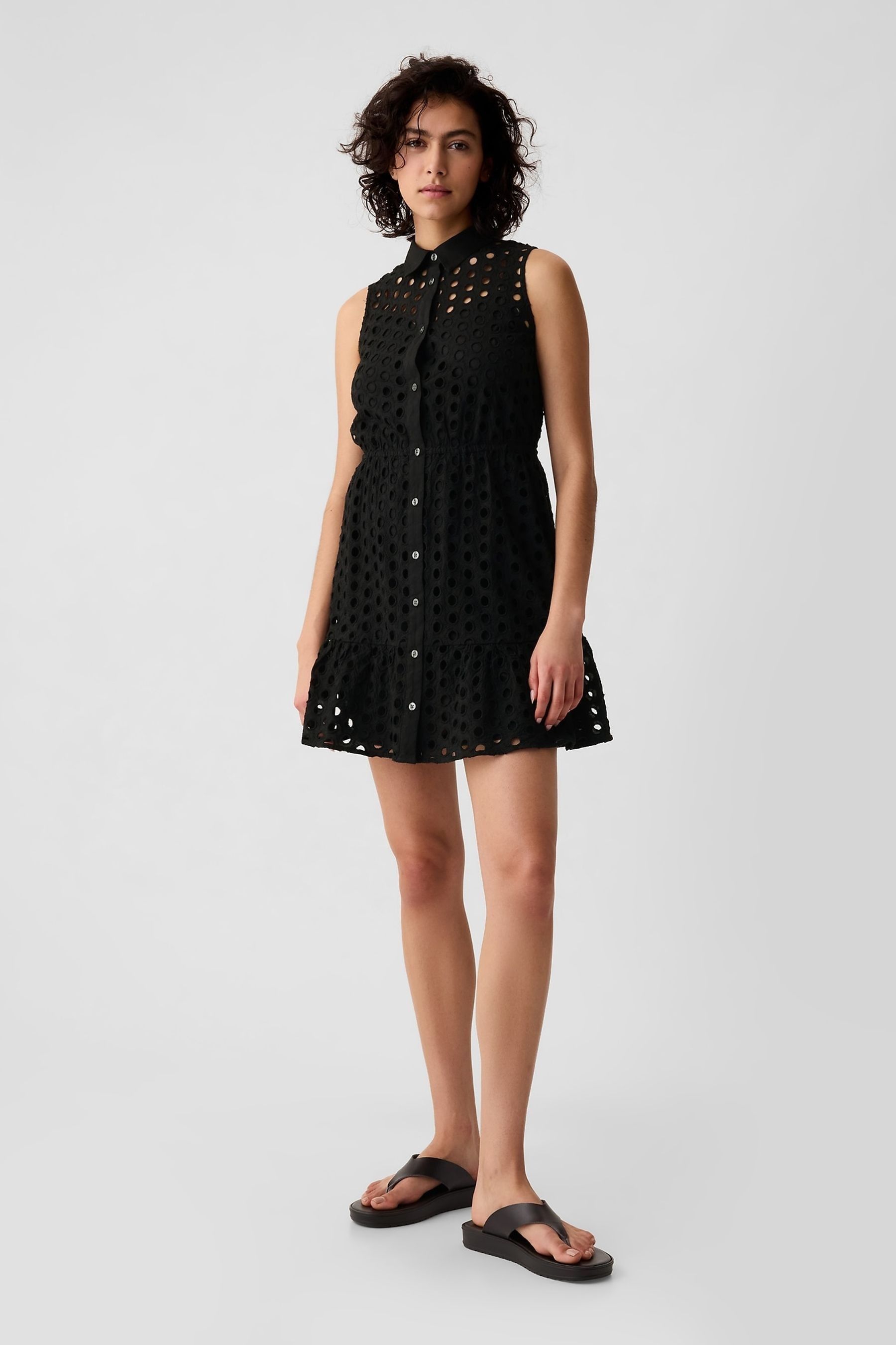 Black eyelet dress top