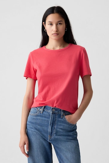 Gap Pink Organic Cotton Vintage Crew Neck T-Shirt