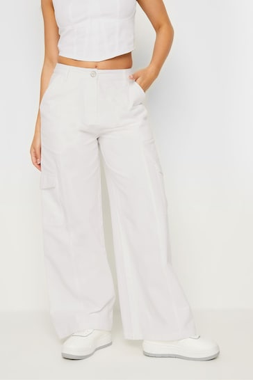 PixieGirl Petite White White Cargo Trousers