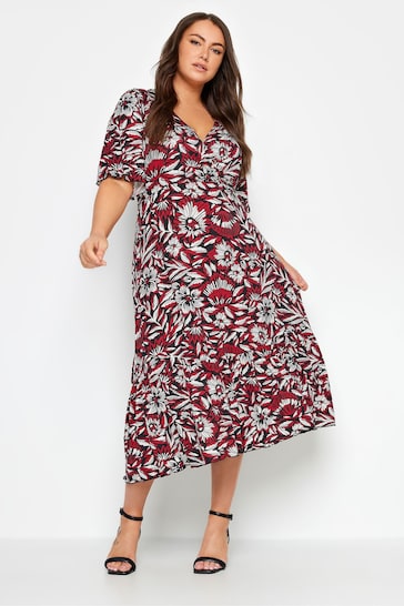 Yours Curve Red Angel Sleeve Midi Dress