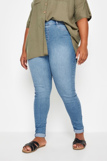 Yours Curve Blue Grace Cropped Turn Up Jeggings