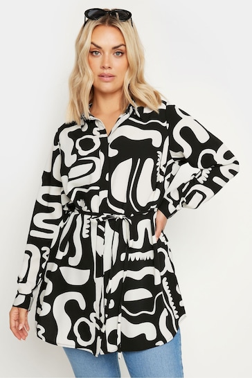 Yours Curve Black LIMITED COLLECTION  Abstract Print Longline Shirt