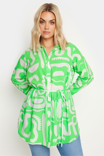 Yours Curve Green LIMITED COLLECTION  Abstract Print Longline Shirt