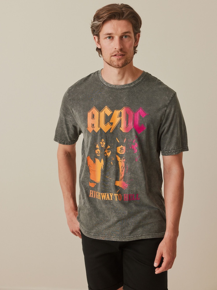 ACDC Charcoal Grey Band Cotton T-Shirt - Image 1 of 7