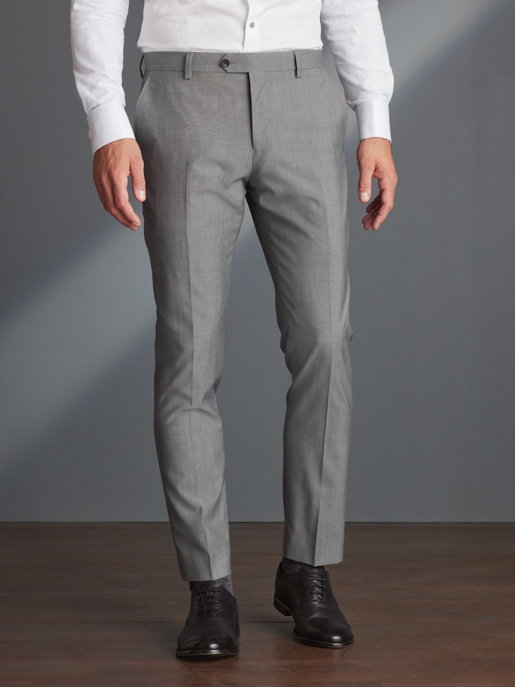 Light Grey Slim Signature Tollegno Wool Suit: Trousers - Image 1 of 7
