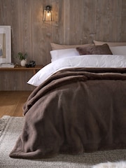 Chocolate Brown Soft To Touch Faux Fur Throw - Image 1 of 3