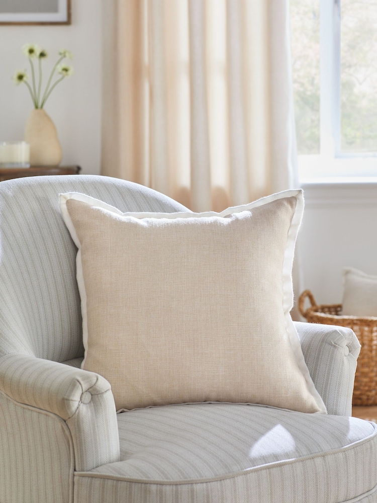 Natural 50 x 50cm Dalby Contrast Edge Cushion - Image 1 of 5