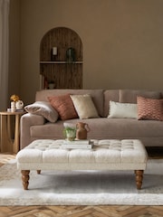 Casual Bouclé Oyster Natural Albury Buttoned Large Footstool - Image 1 of 7