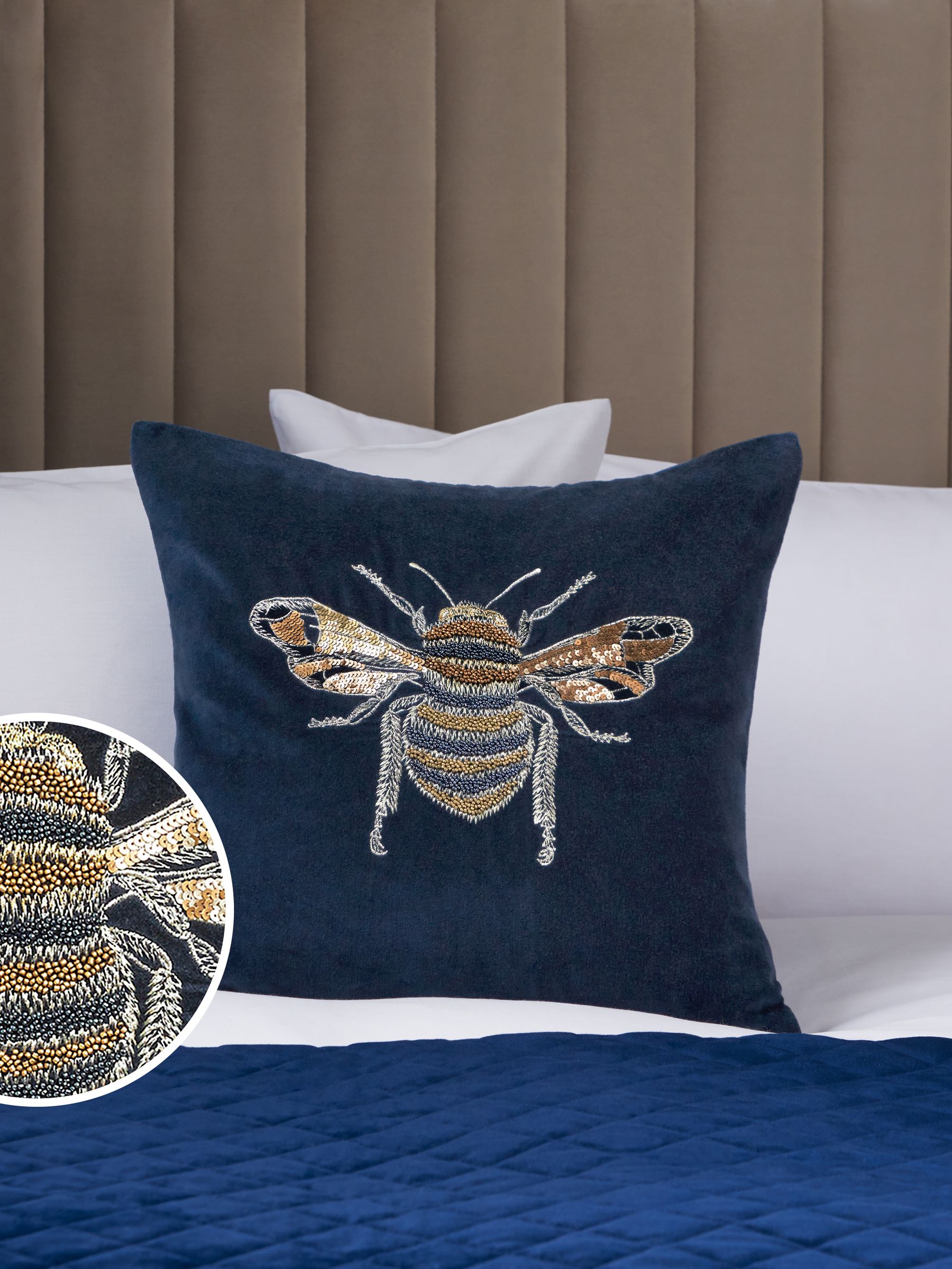 Navy bee cushion shop
