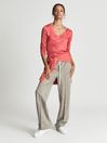 Reiss Coral Selena Jersey V-neck Top