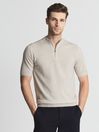 Reiss Dew Moswell Half Zip Knitted Wool Top