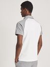 Reiss White/Grey Joseph Neoprene Zip Neck Polo Shirt