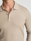 Reiss Stone Chester Mercerised Textured Cotton Polo Shirt