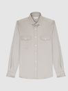 Reiss Grey Pricey Heavy Twill Twin Pocket Overshirt
