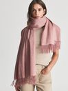 Reiss Blush Picton Cashmere Blend Fringed Scarf