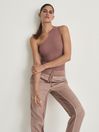 Reiss Dark Pink Polina One Shoulder Ribbed Jersey Top