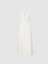 Reiss White Serena Lace Detailed Midi Dress