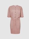 Reiss Pink Emlyn Panel Detail Sweatshirt Dress