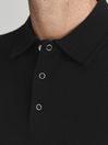 Reiss Black Blair Wool Press Snap Polo Shirt