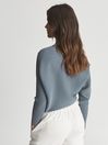 Reiss Teal Lorna Asymmetric Knitted Top